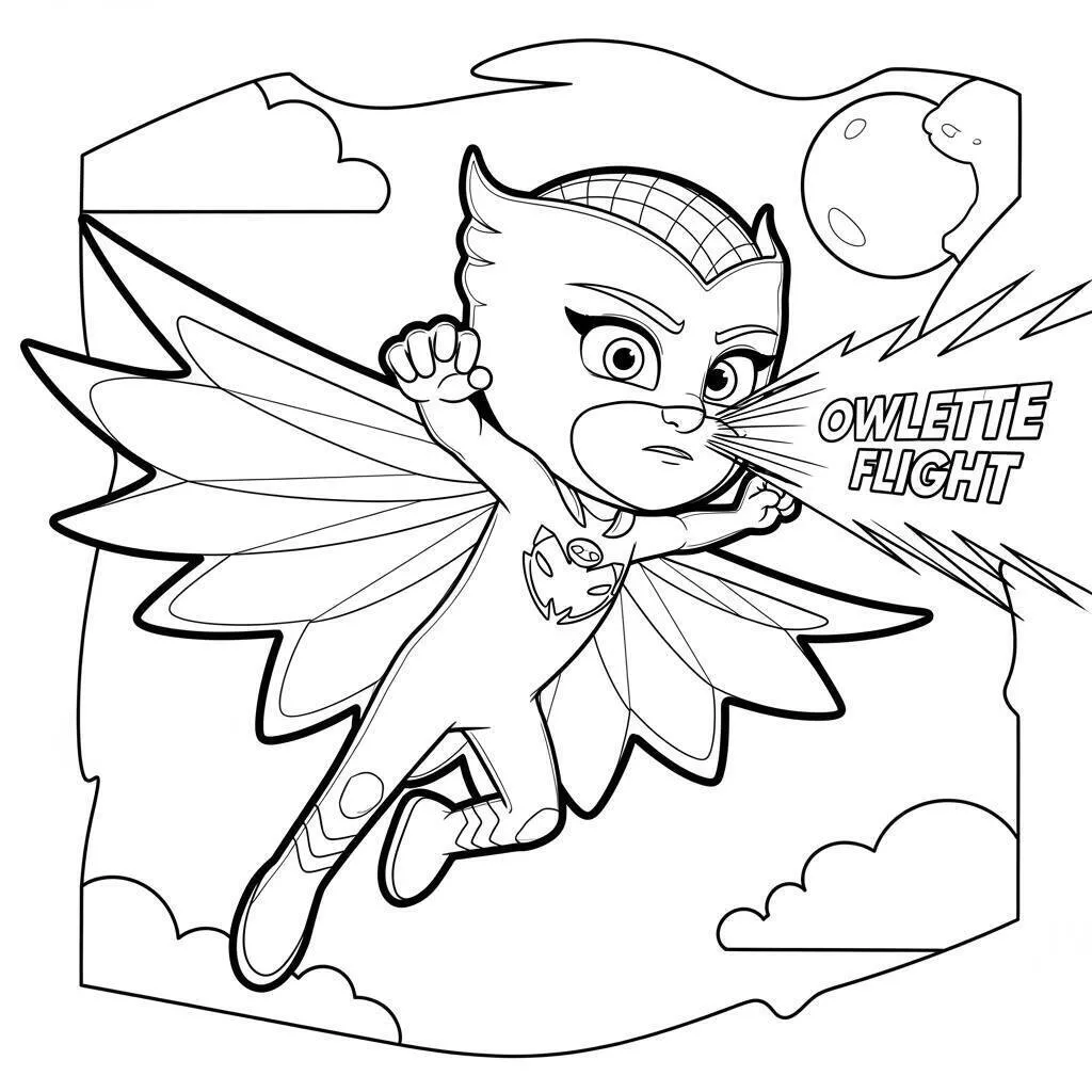 PJ Masks Owlette in Flight Coloring Page