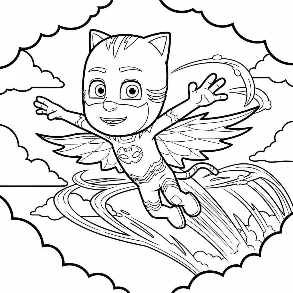 PJ Masks Catboy Flying Coloring Page
