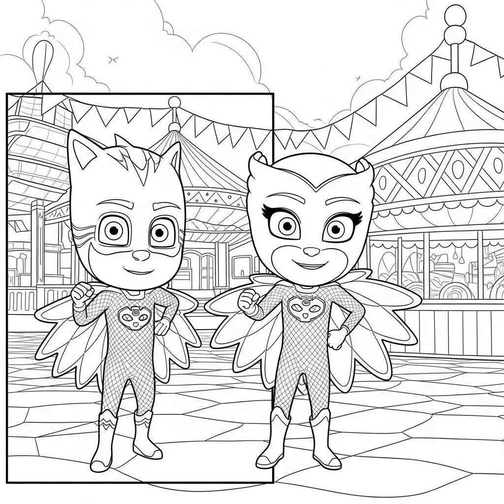 PJ Masks Catboy and Owlette Coloring Page