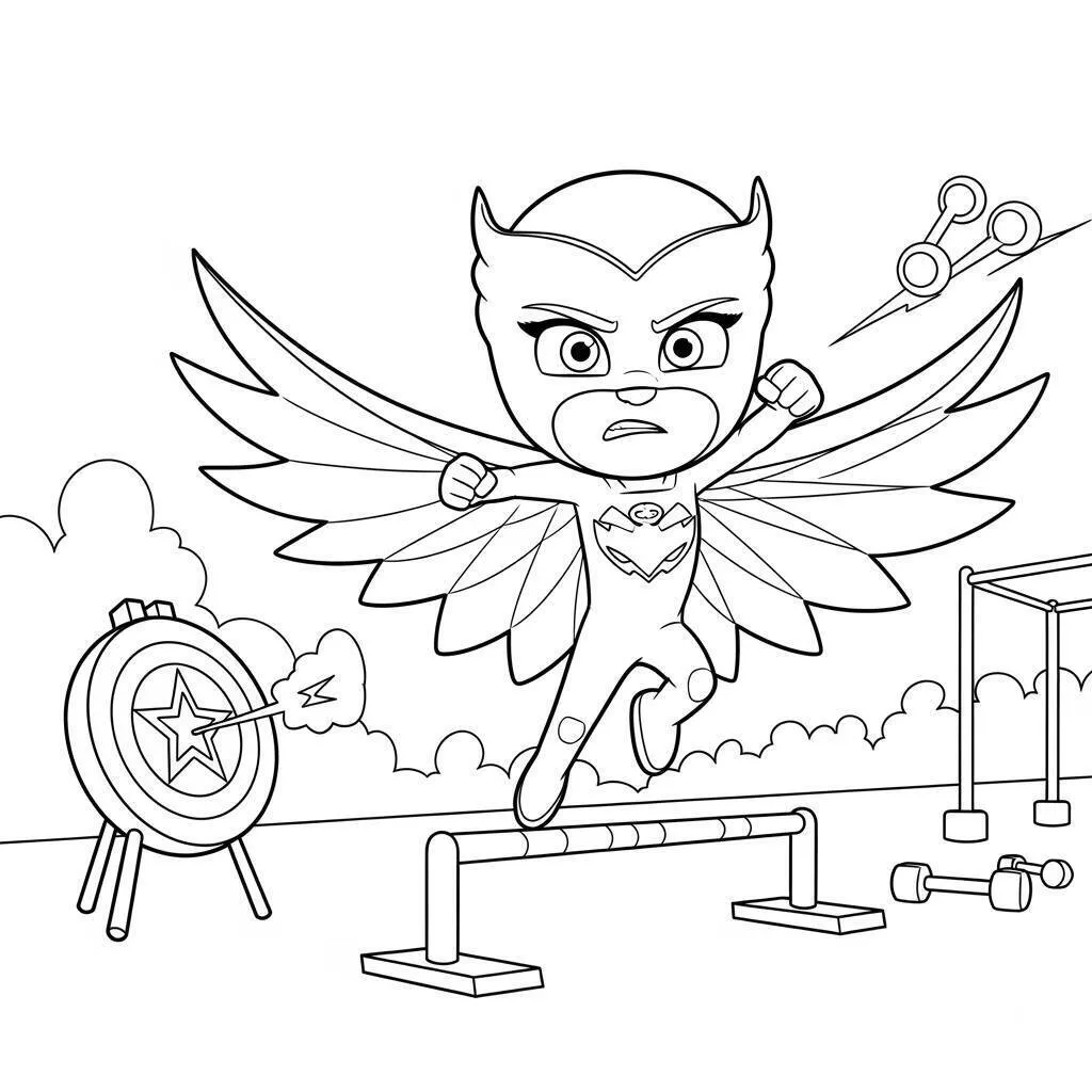 PJ Masks Owlette in Action Coloring Page