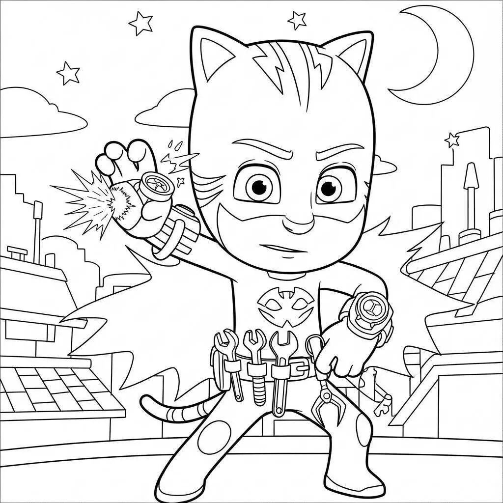 PJ Masks Catboy with Powers Coloring Page