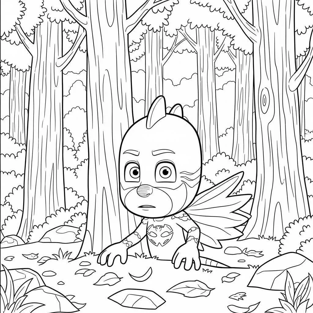 PJ Masks Owlette in the Forest Coloring Page