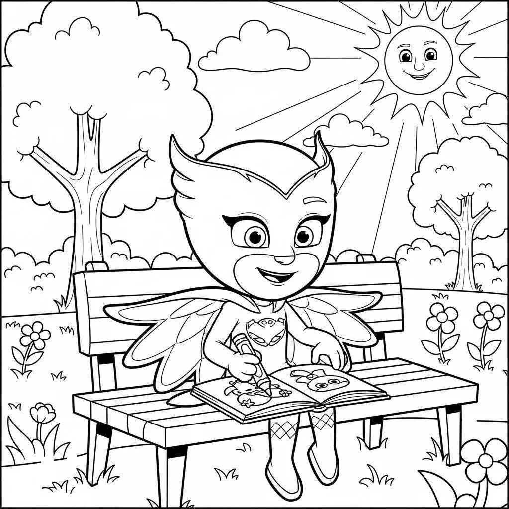 Desenho de PJ Masks Owlette Desenhando para Colorir