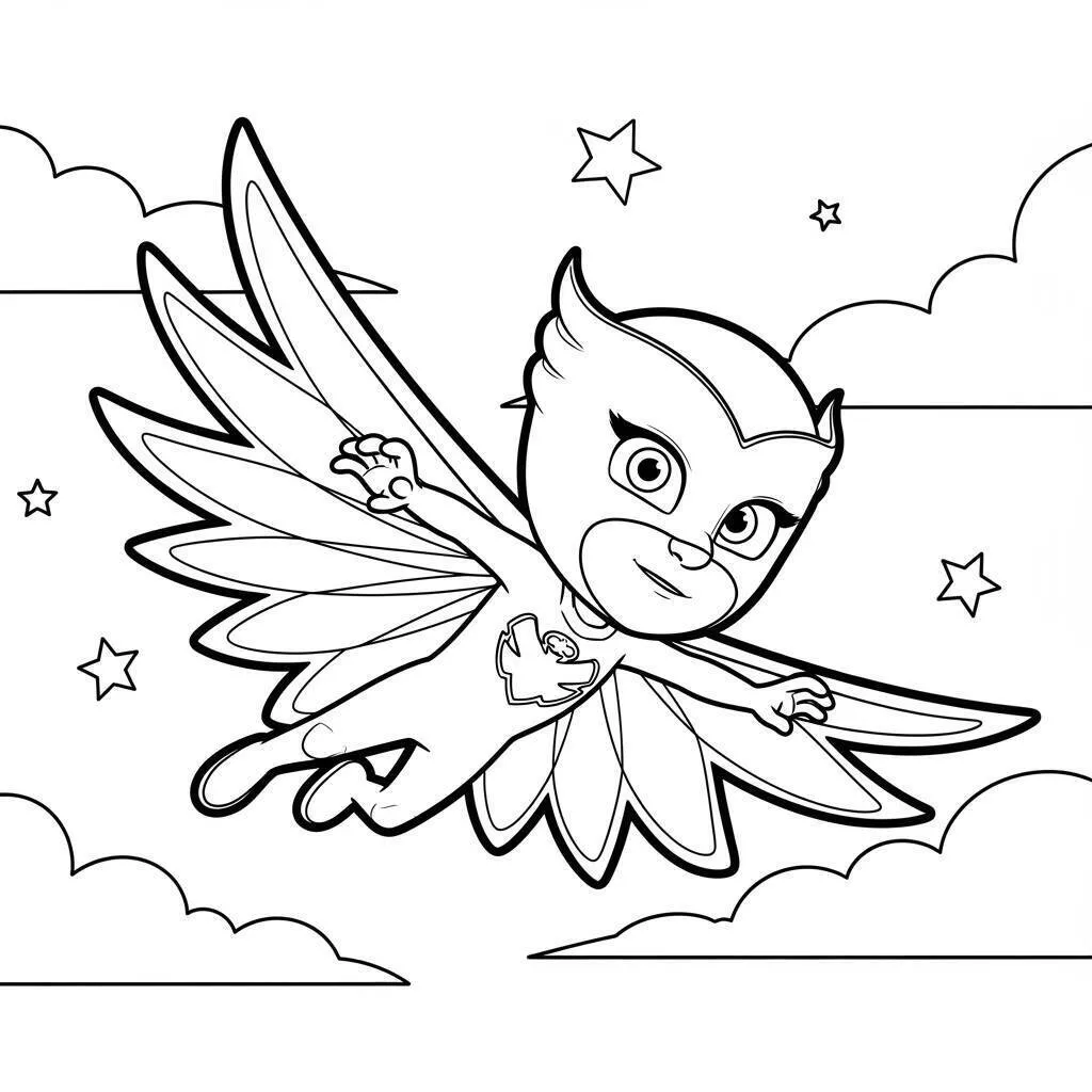 Desenho de PJ Masks Owlette Voando para Colorir