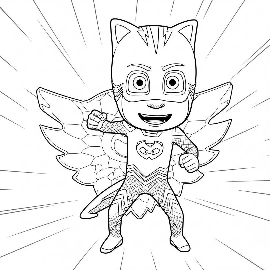 Desenho de PJ Masks Catboy com Superpoderes para Colorir