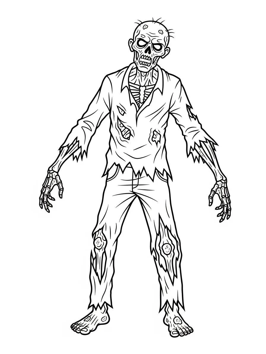 Coloriage Zombie effrayant avec ces éléments sélectionnés