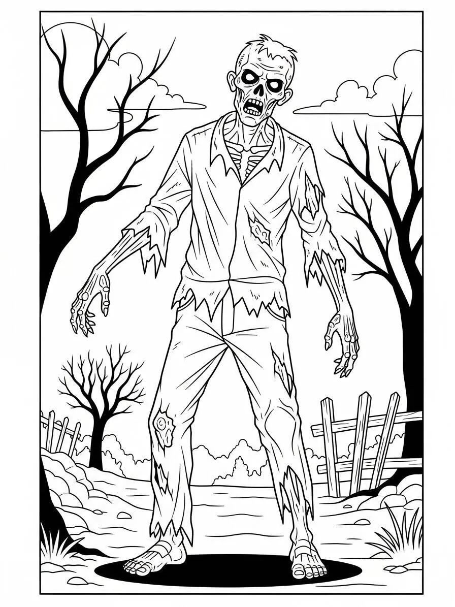 Coloriage zombie effrayant