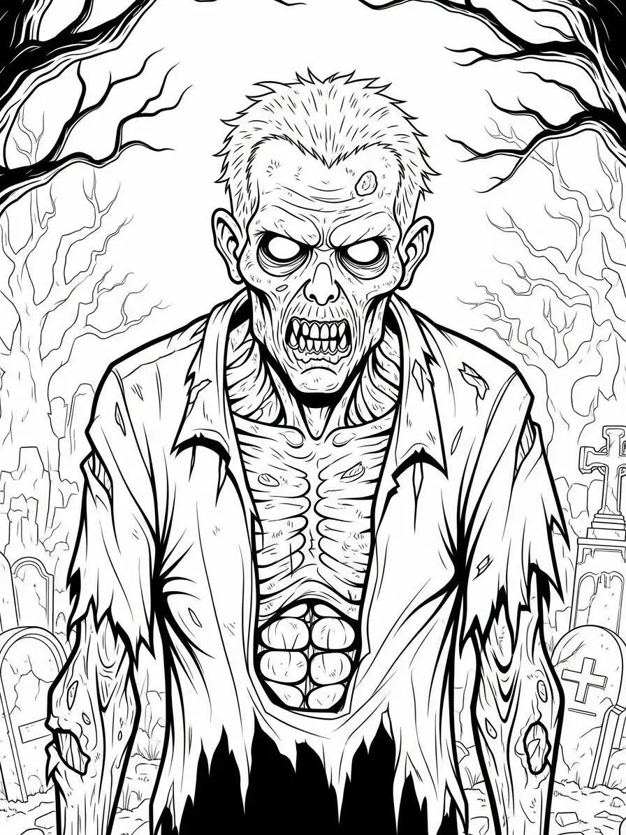 Dibujo para colorear de zombies aterradores