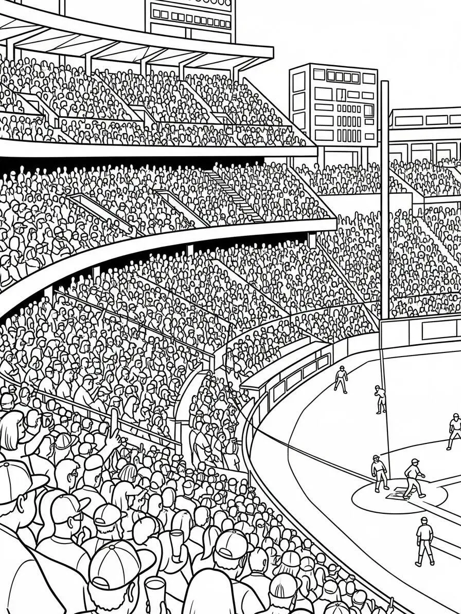 Página Para Colorear Del Estadio De Béisbol Completo