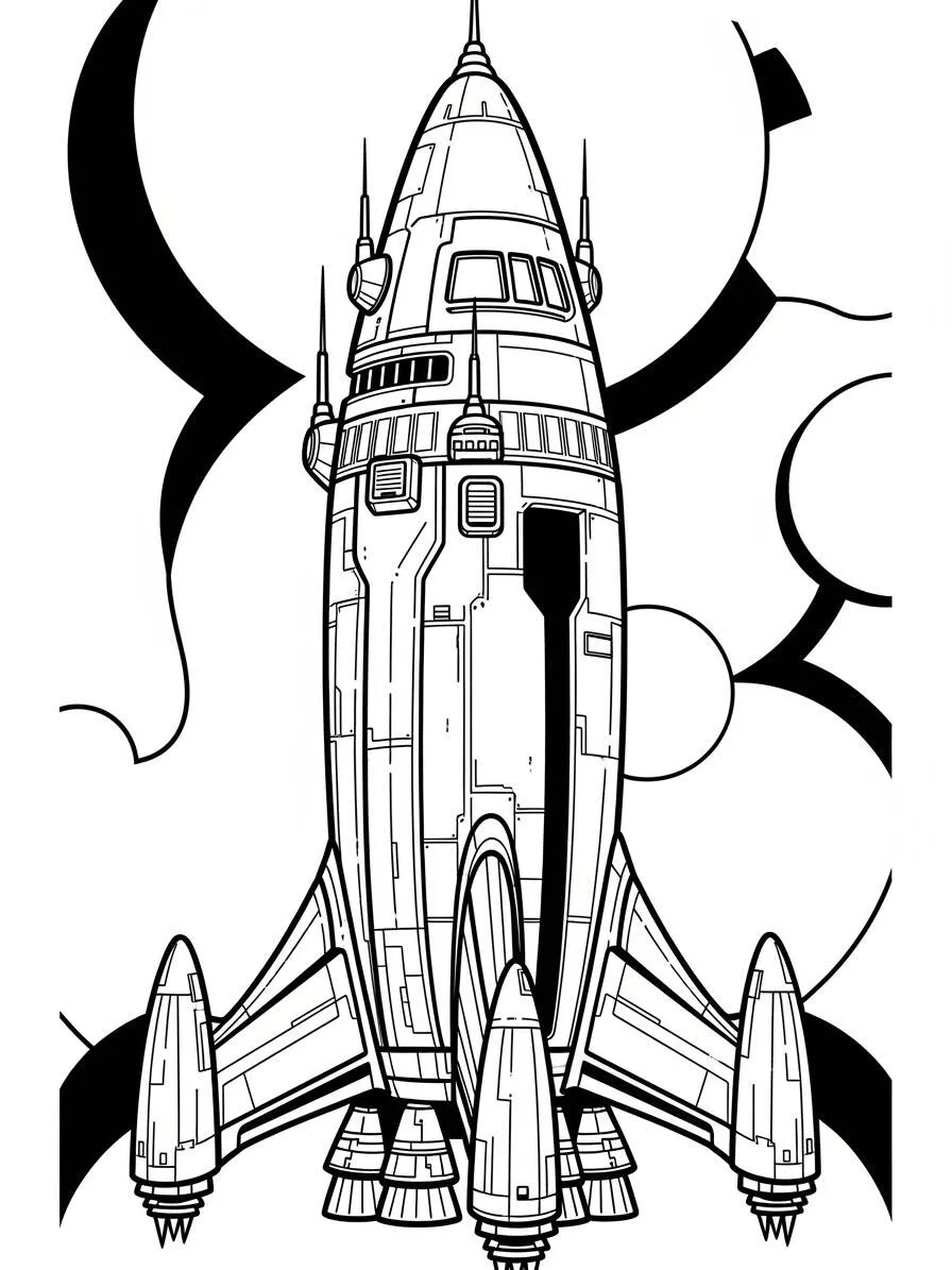 Cohete Espacial Dibujo para colorear
