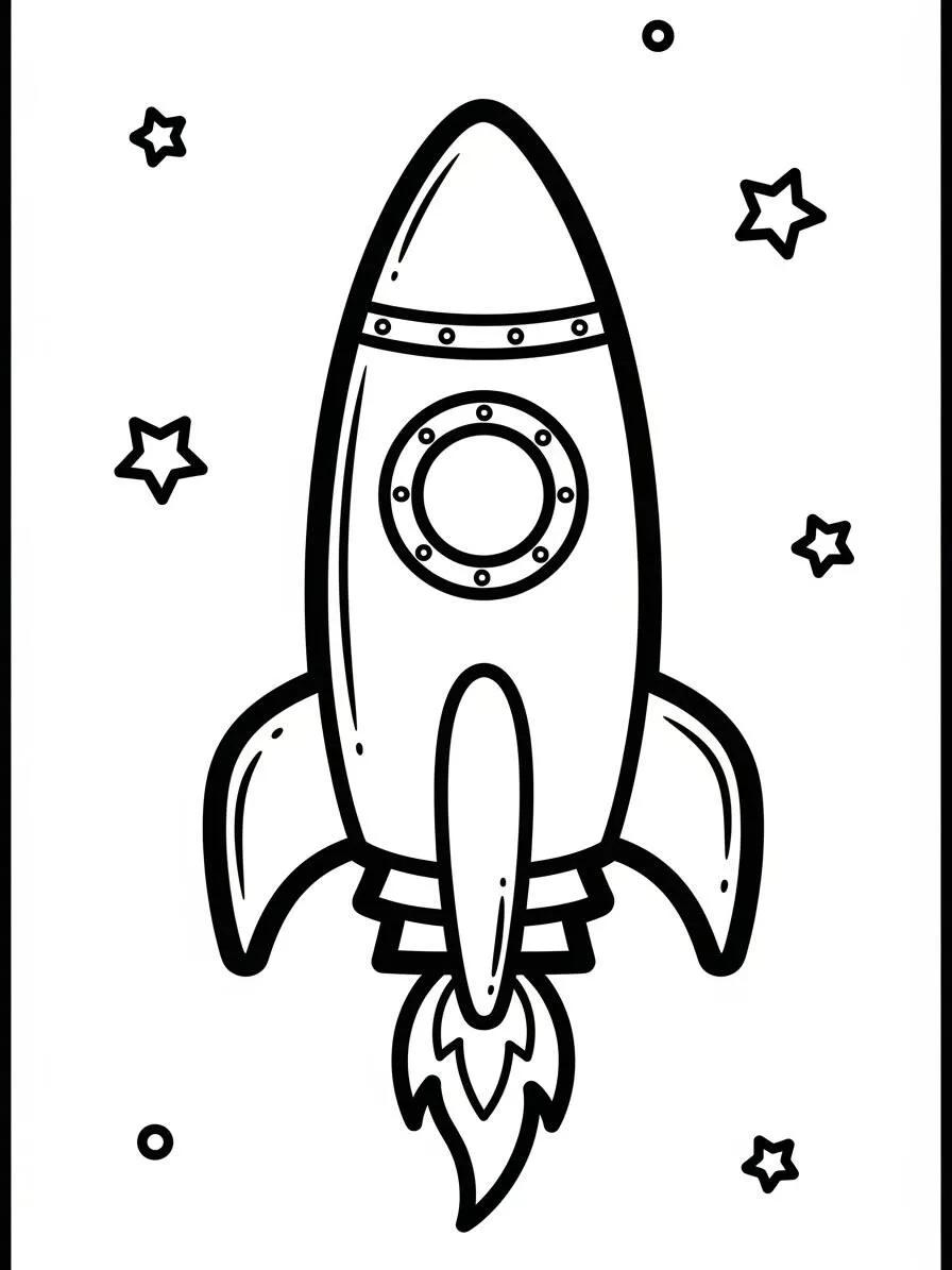 Cohete Espacial Página Para Colorear