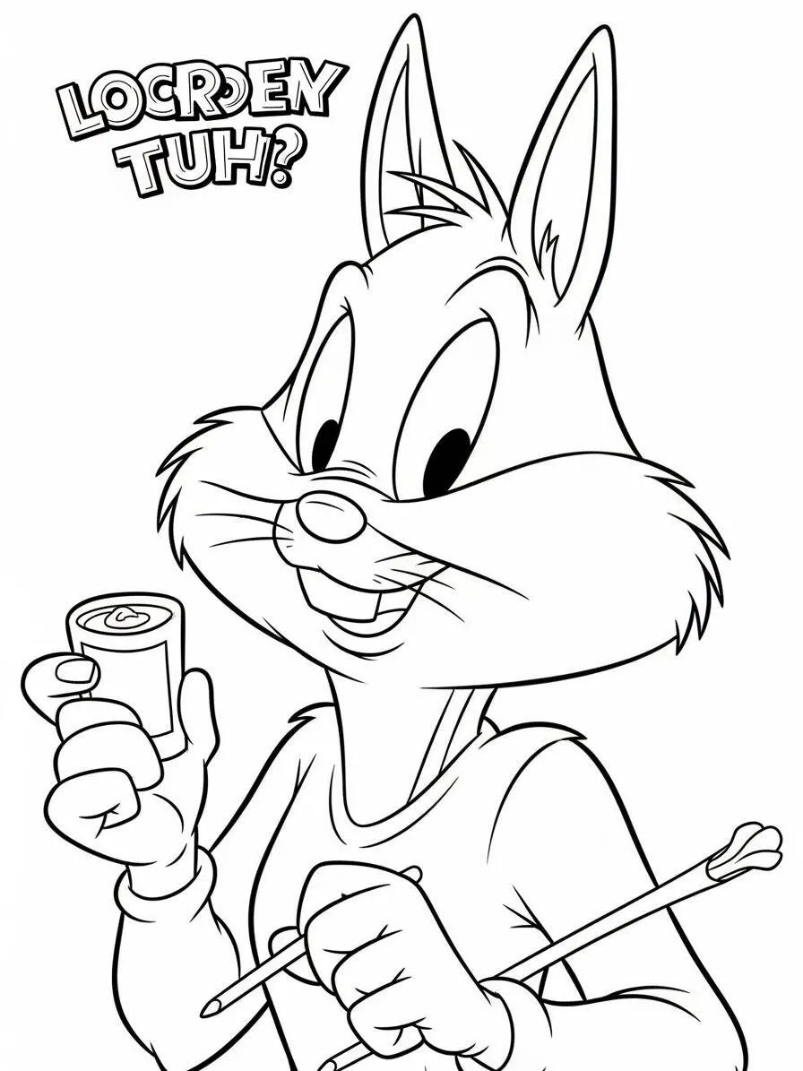 Desenho de Looney Tunes Pernalonga com Pincel para Colorir