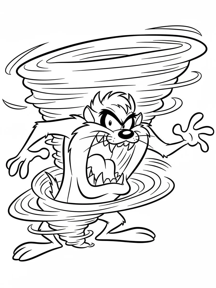 Desenho de Looney Tunes Taz Diabo da Tasmânia para Colorir