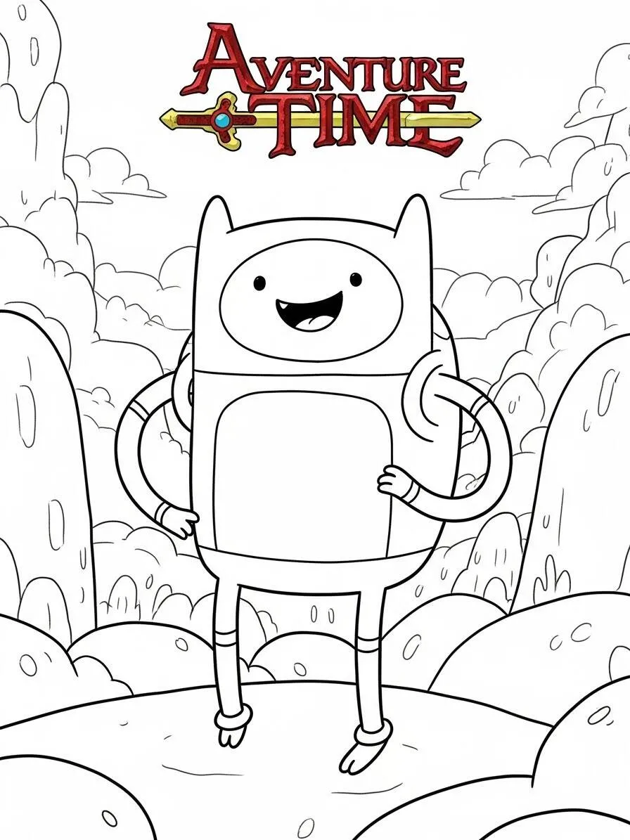 Pagina da colorare di Finn di Adventure Time