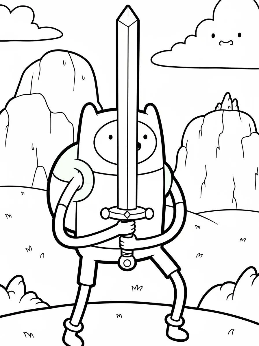 Adventure Time Finn con la spada colorata