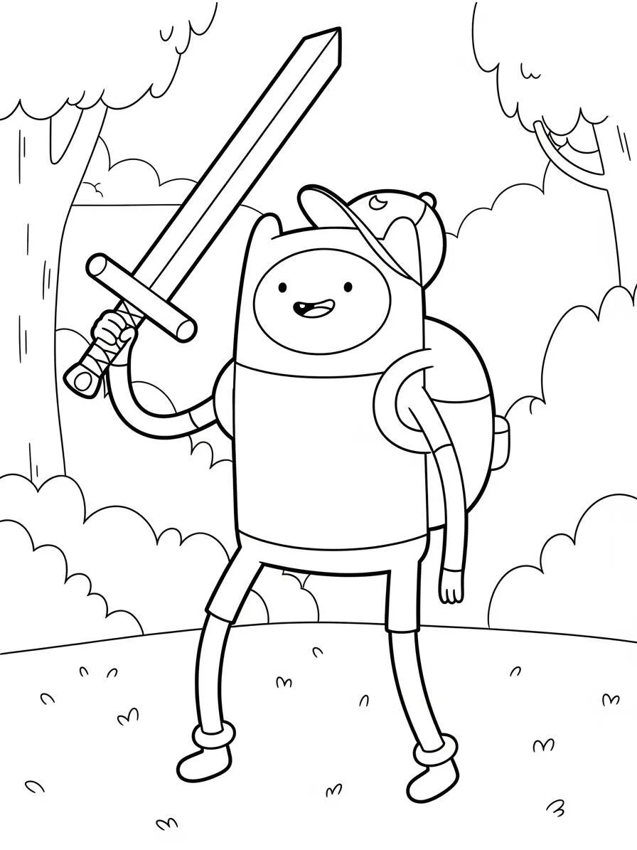 Adventure Time Finn con la spada colorata