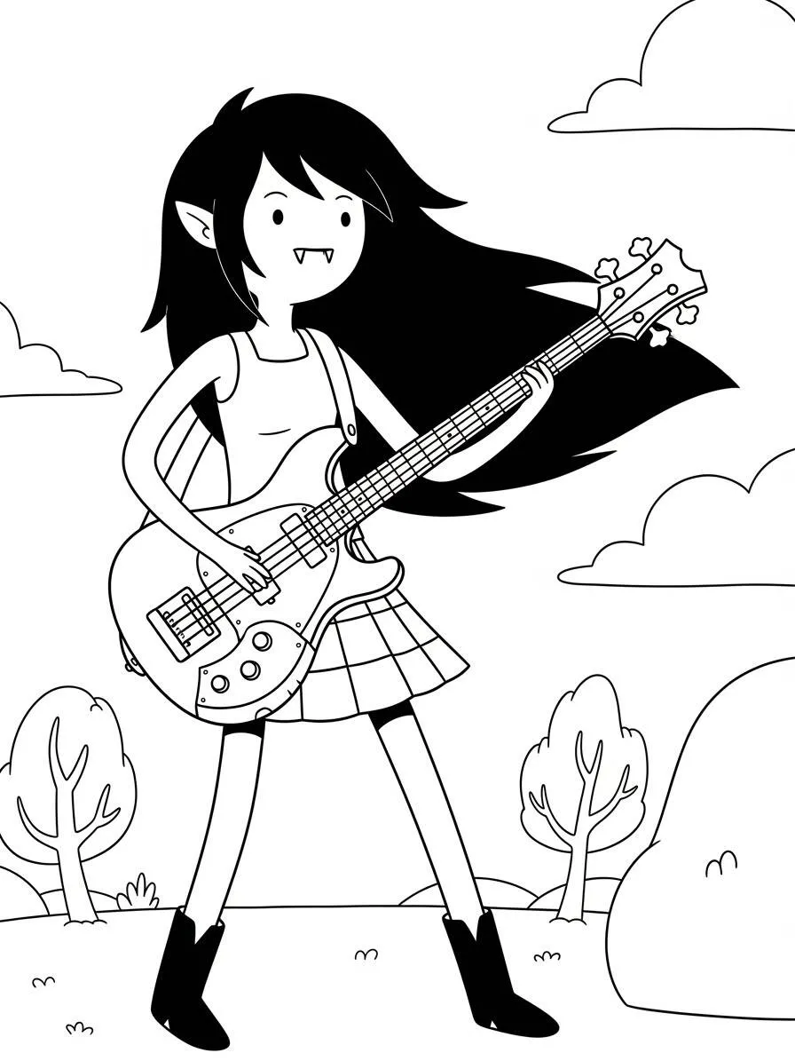 Adventure Time Pagina da colorare di Marceline il vampiro