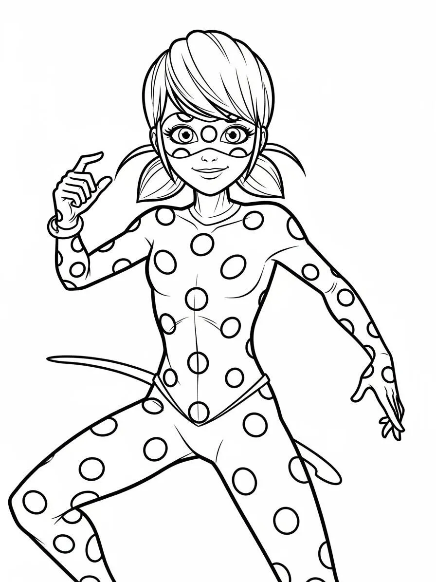 Desenho de Miraculous Ladybug para Colorir com Padrões de Poá