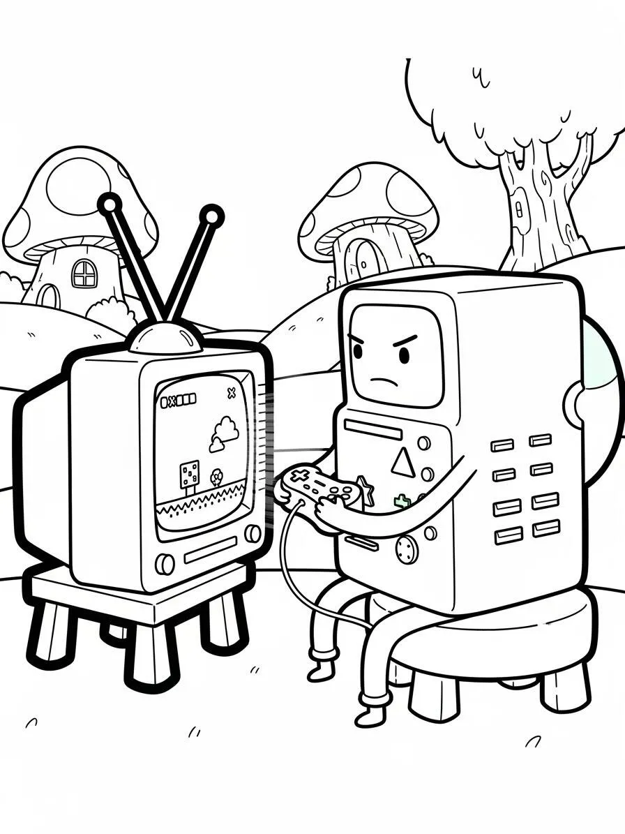 BMO Adventure Time Giocando alla pagina da colorare del videogioco
