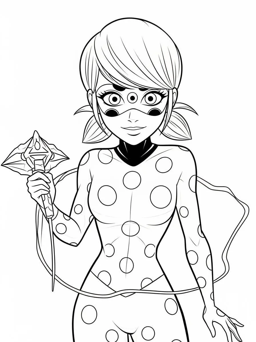 Desenho de Miraculous Ladybug com Poderes para Colorir