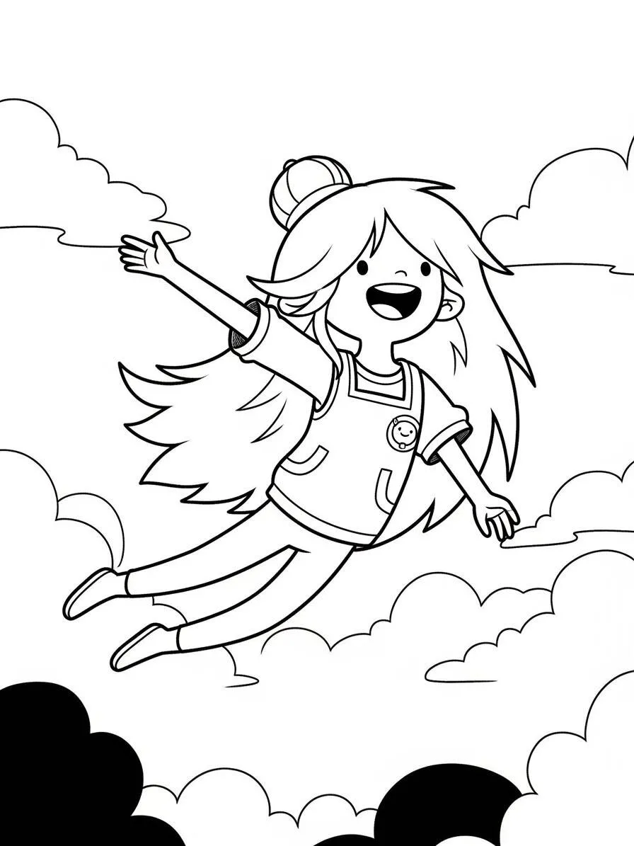 Pagina da colorare volante della principessa Bubblegum di Adventure Time