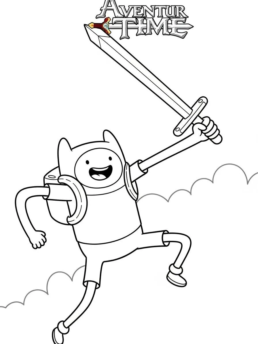 Adventure Time Finn con la spada da colorare