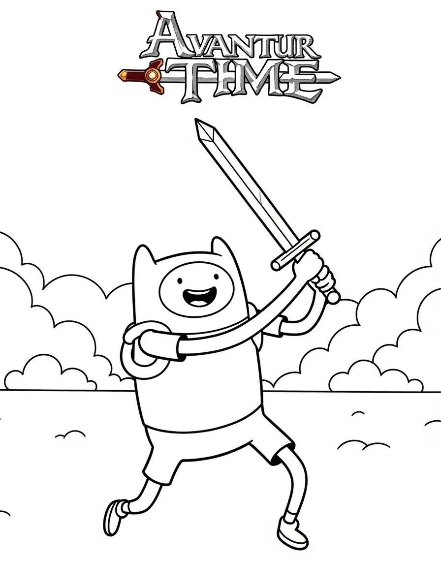 Adventure Time Finn con la spada da colorare
