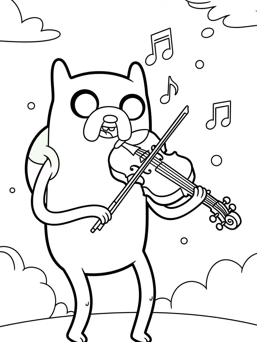 Adventure Time Finn suona il violino da colorare