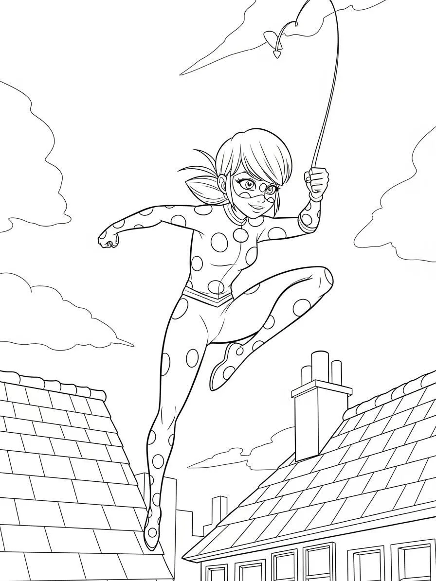 Desenho de Miraculous Ladybug Pulando para Colorir