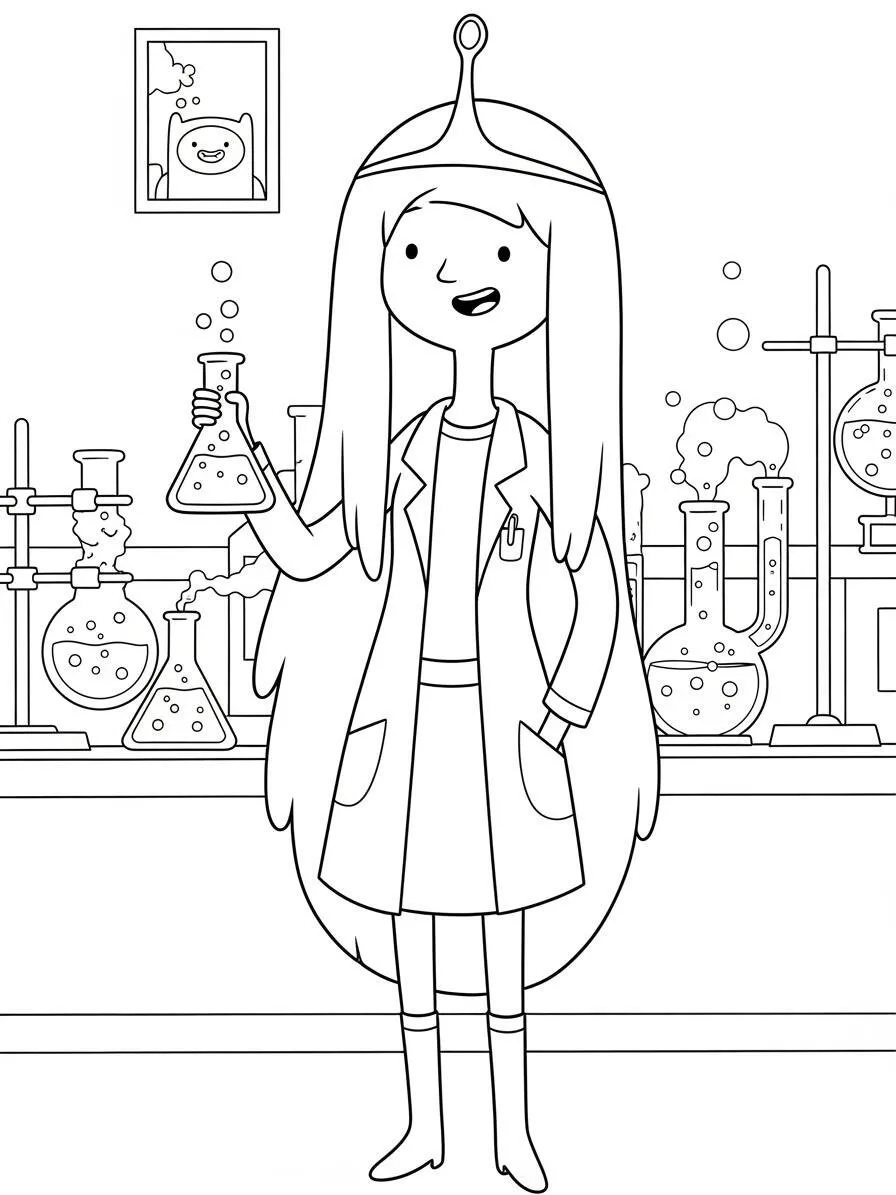 Pagina da colorare della principessa Bubblegum di Adventure Time