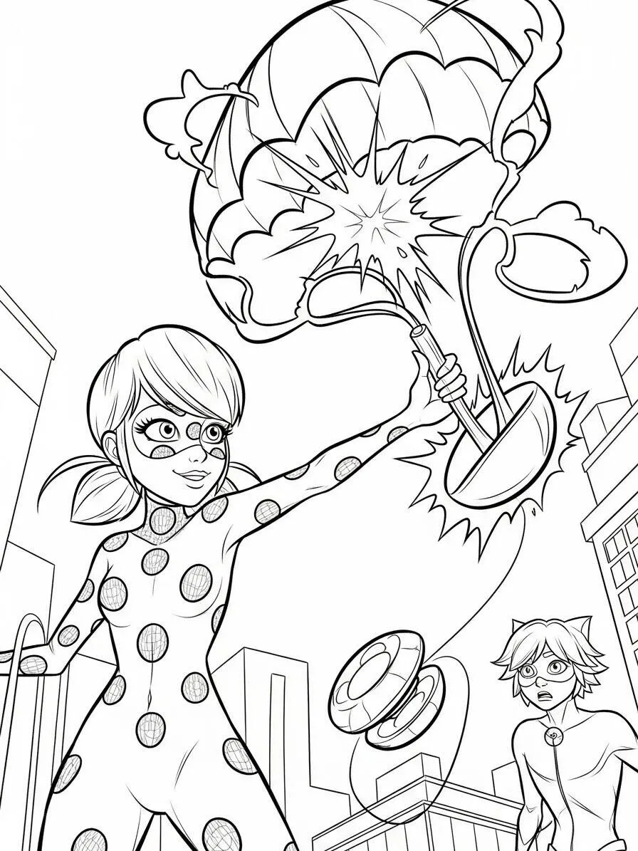 Desenho de Miraculous Ladybug com Poderes para Colorir