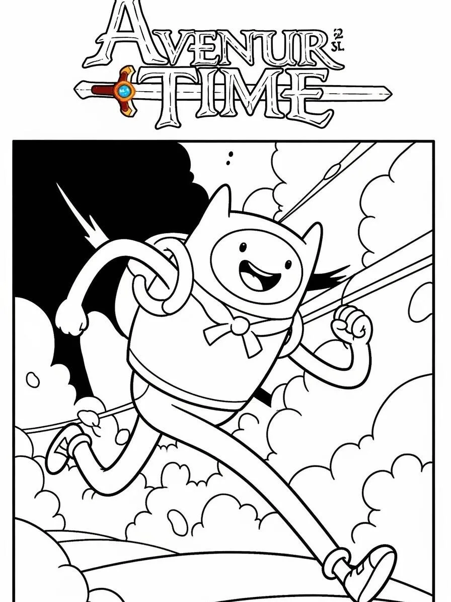 Malvorlage „Adventure Time Finn Running“.