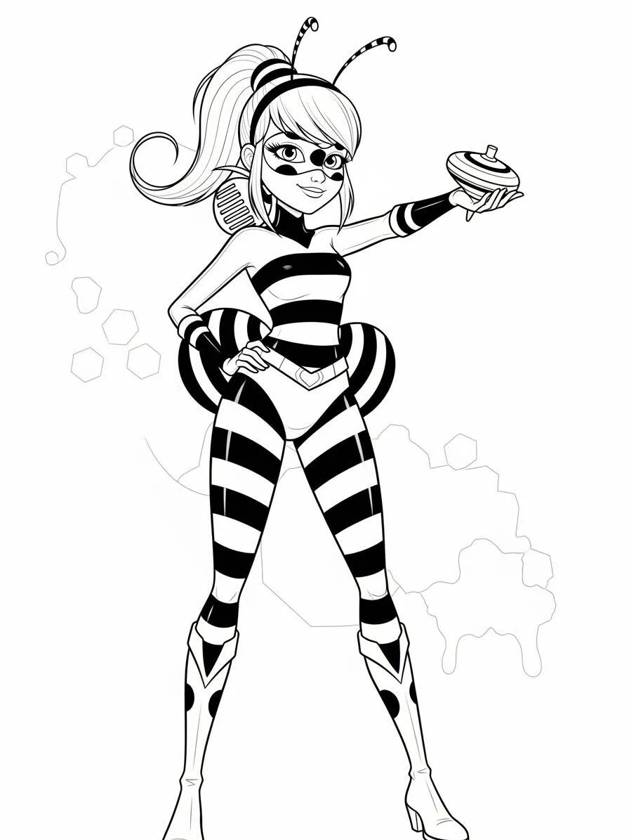 Desenho de Miraculous Ladybug com Rainha Abelha para Colorir
