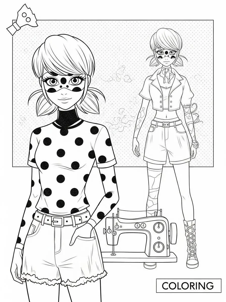 Dibujo para colorear de Mariquita milagrosa Marinette