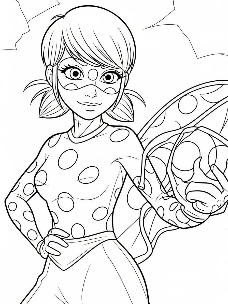 Dibujo para colorear de Mariquita milagrosa Marinette