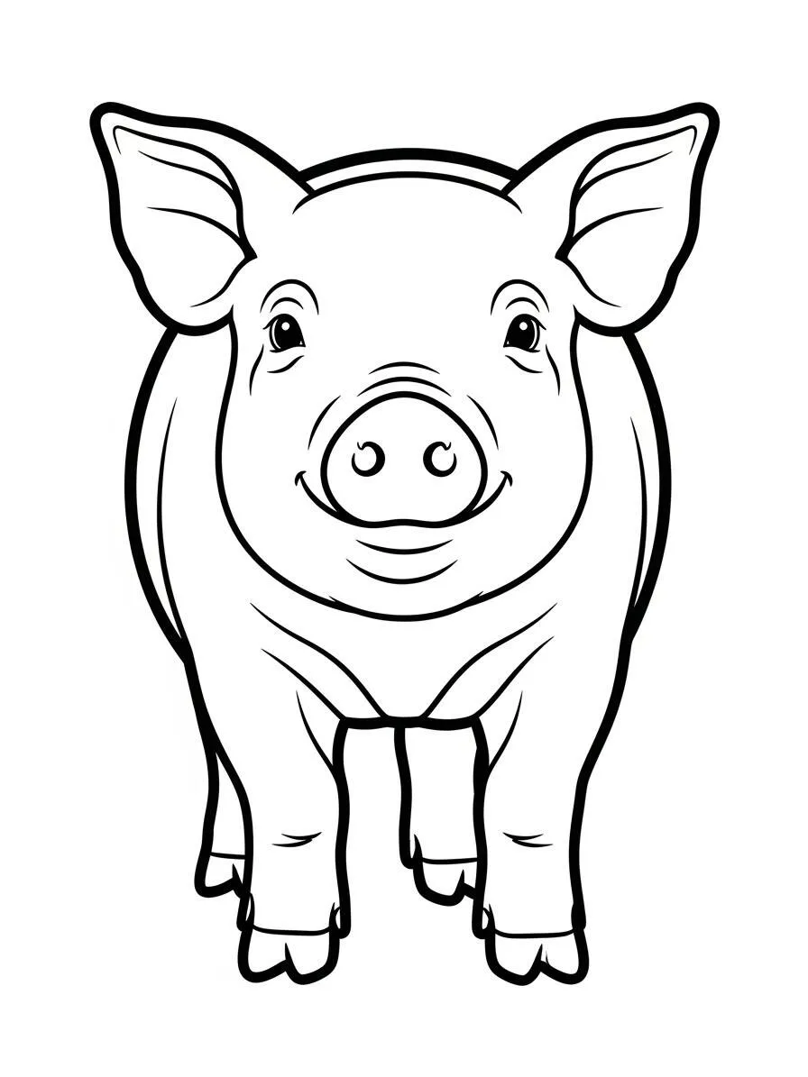 Lindo cerdo sonriente para colorear
