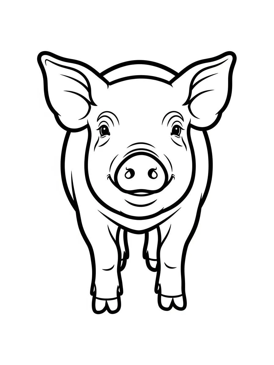 Página para colorear de cerdo feliz