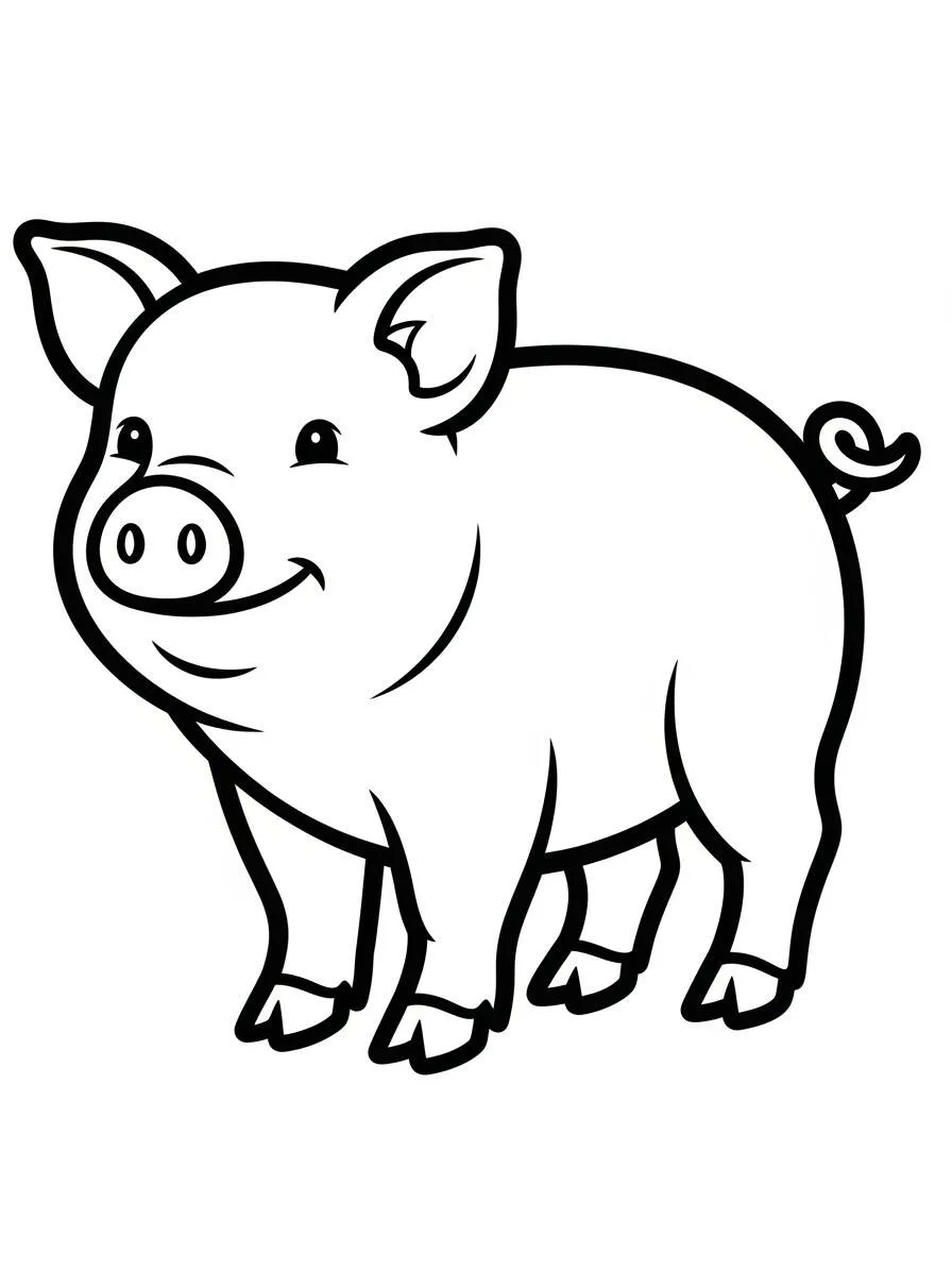 Página para colorear de cerdo sonriente