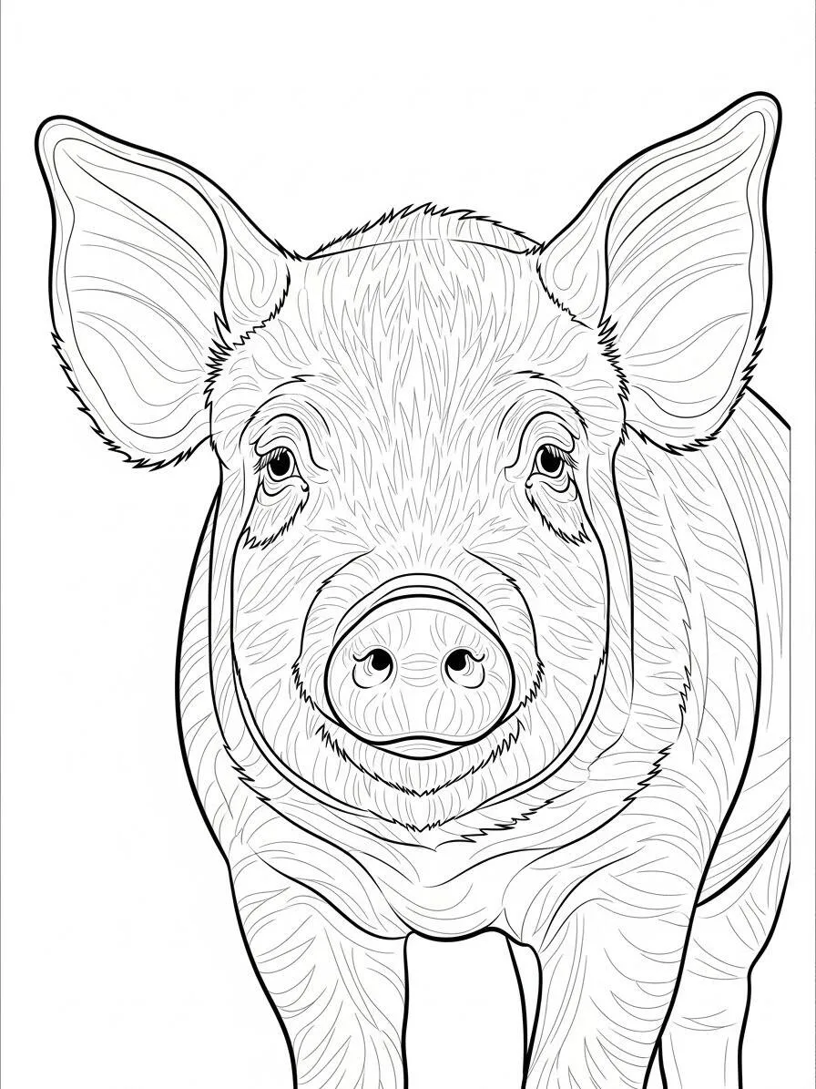 Lindo Página Para Colorear De Cerdo