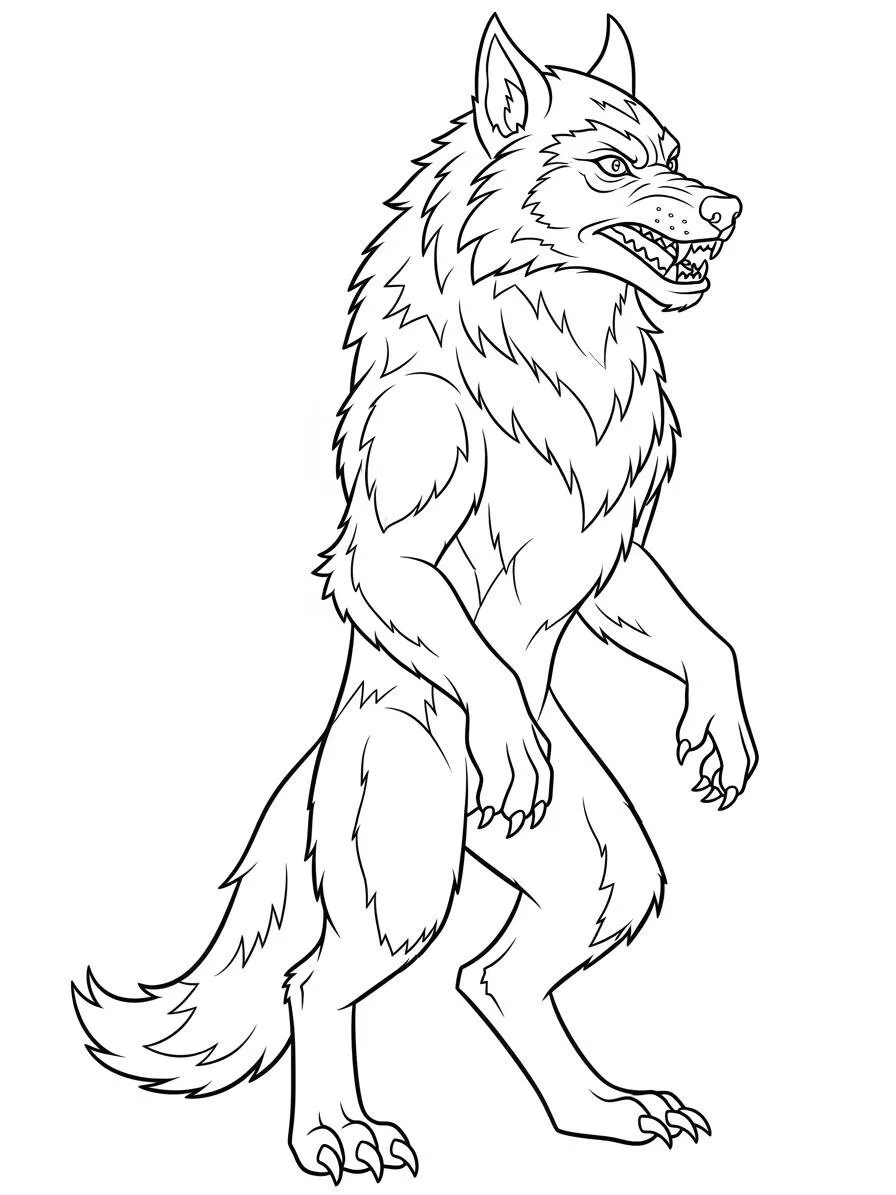 Página para colorear de hombre lobo aterrador