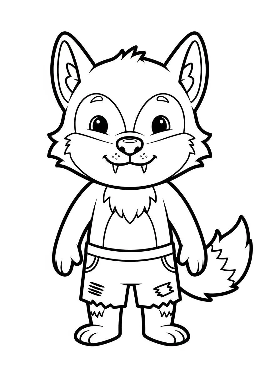 Lindo Hombre Lobo Página Para Colorear