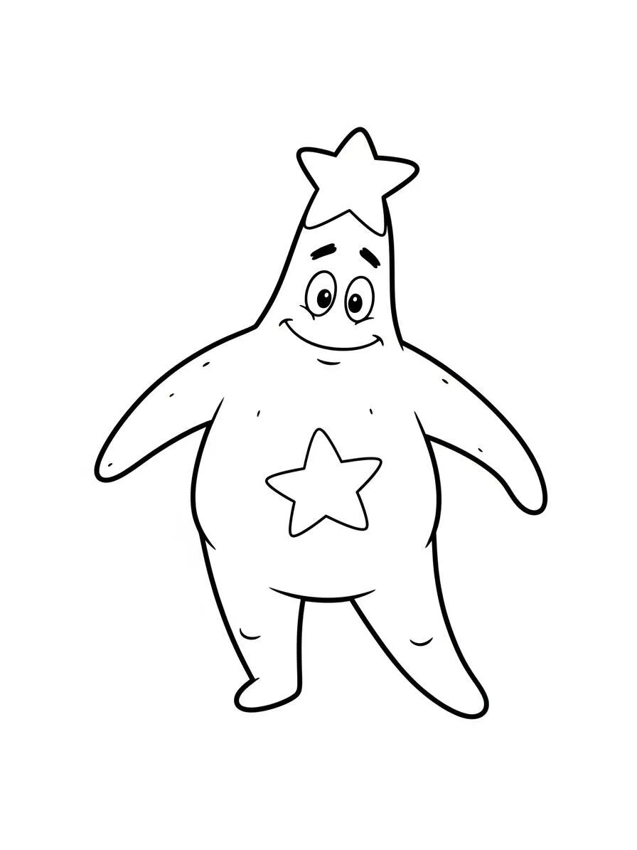Página para colorear de patricio estrella con estrella de mar