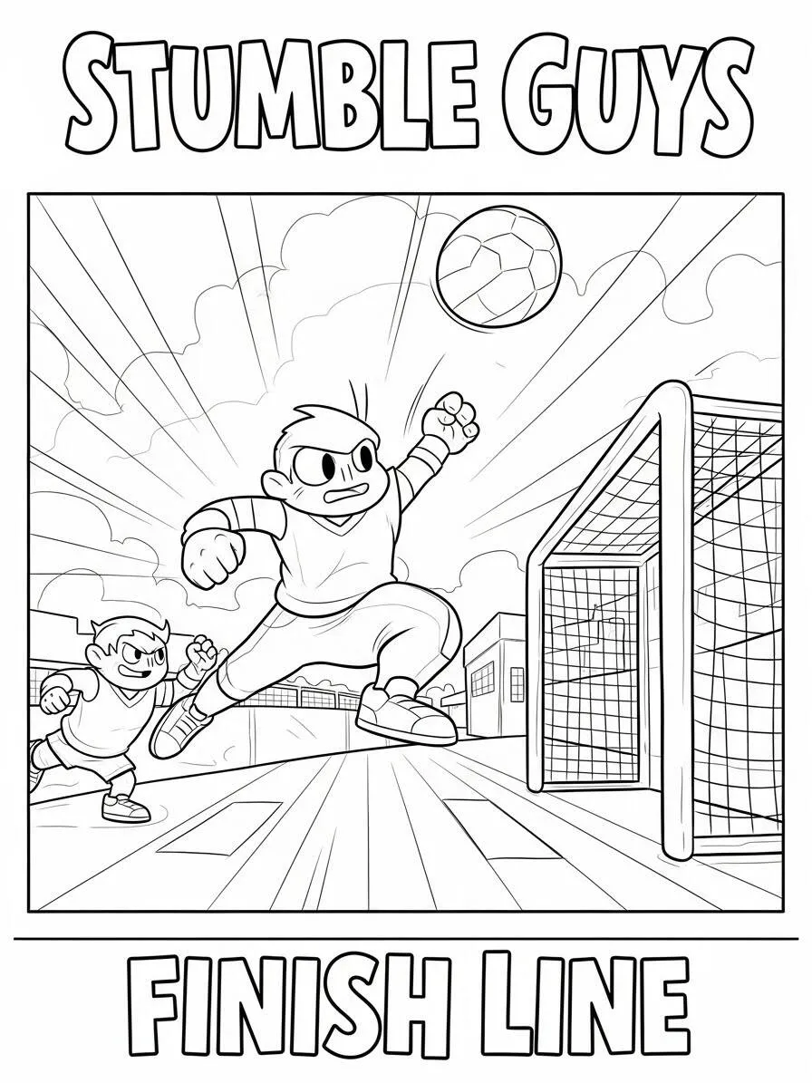 Dibujo para colorear de tropezar chicos en la línea de meta