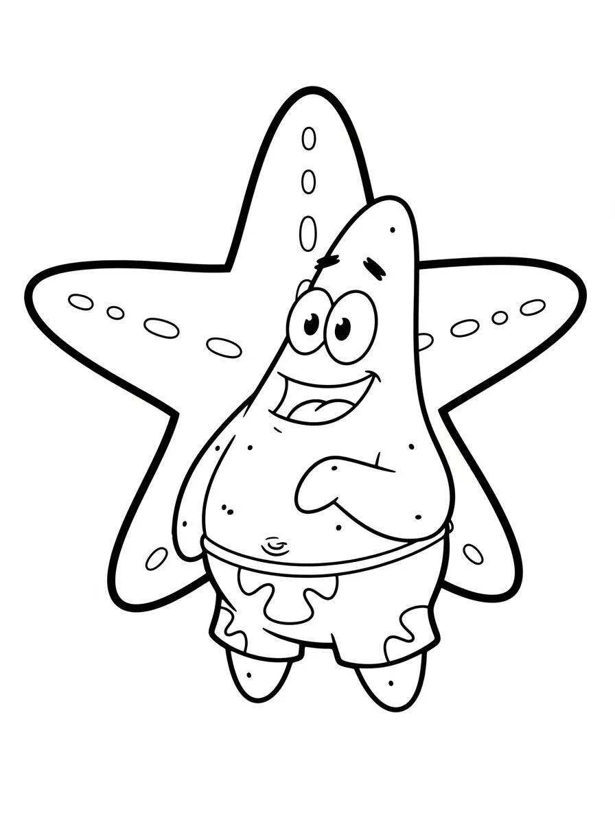 patricio estrella Sonriendo Página Para Colorear