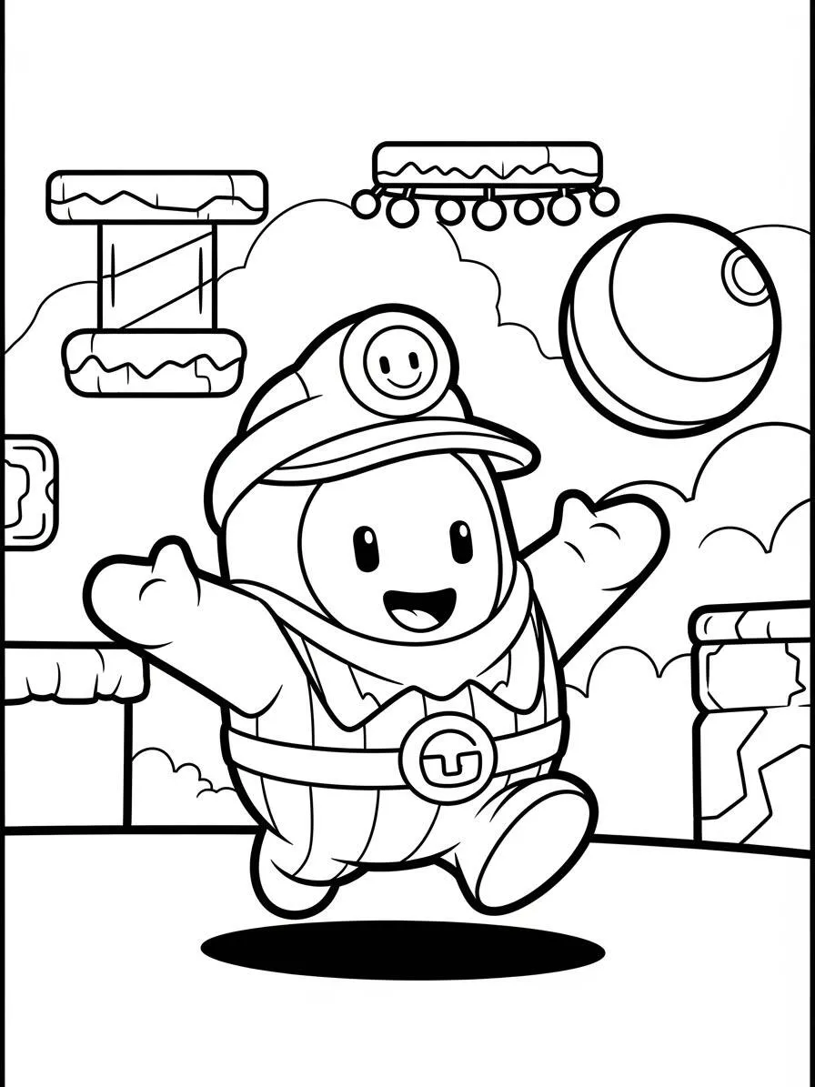 tropezar chicos Personaje Minero Jugando Página Para Colorear