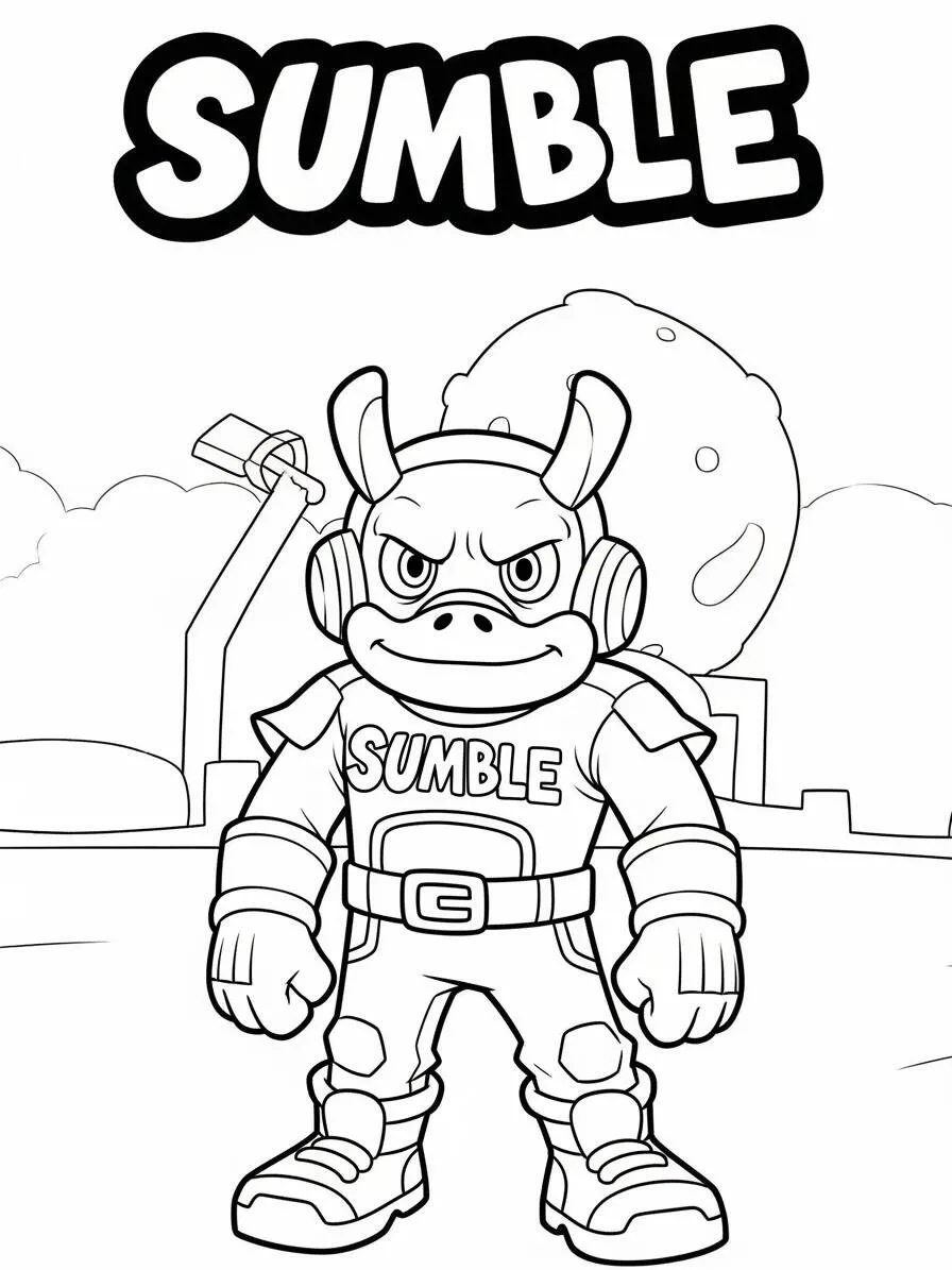 Página para colorear de tropezar chicos con personaje de cerdo