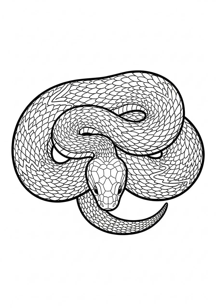 Dibujo para colorear De Serpiente Enrollada