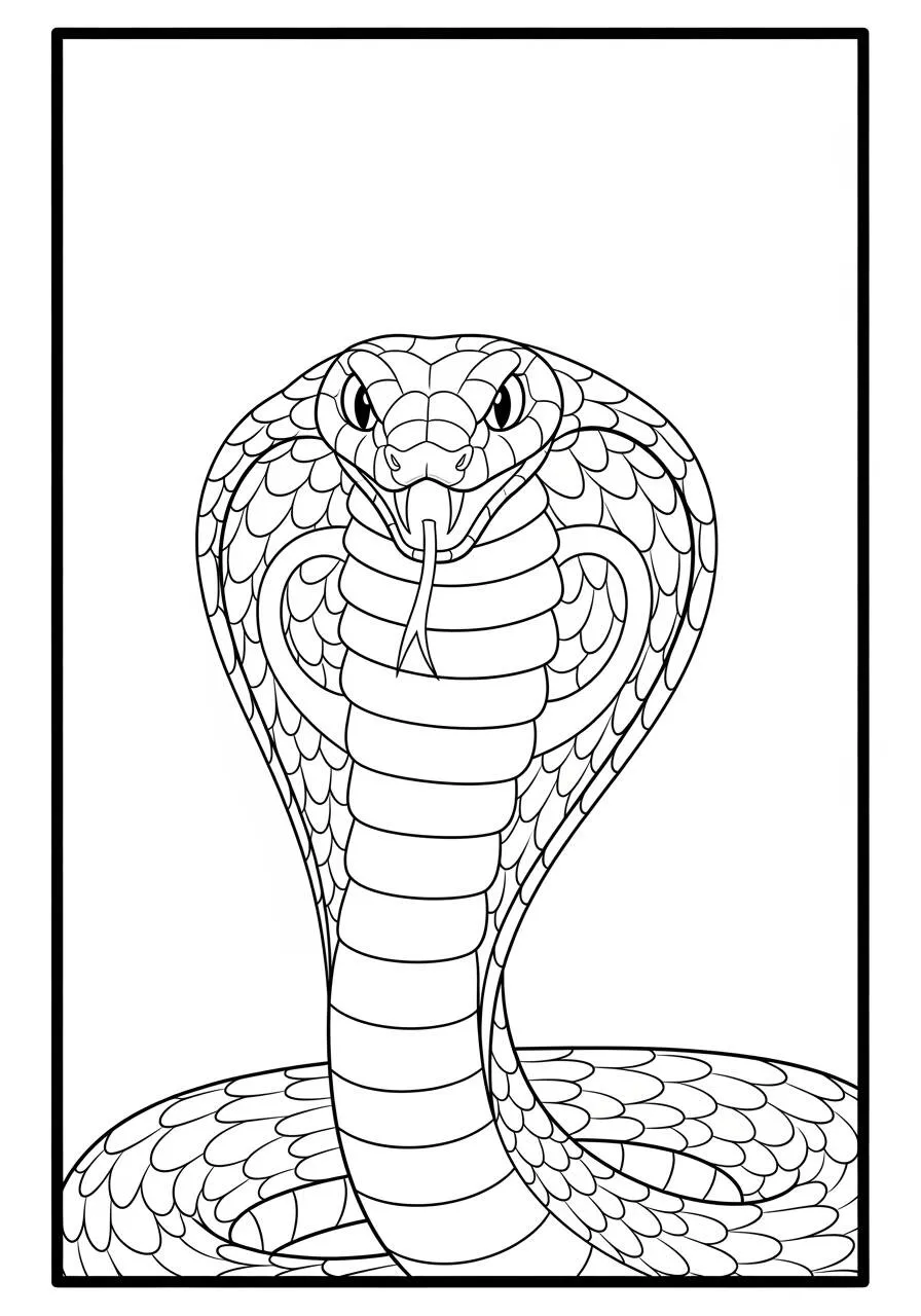 Dibujo para colorear de serpiente con la cabeza hacia arriba