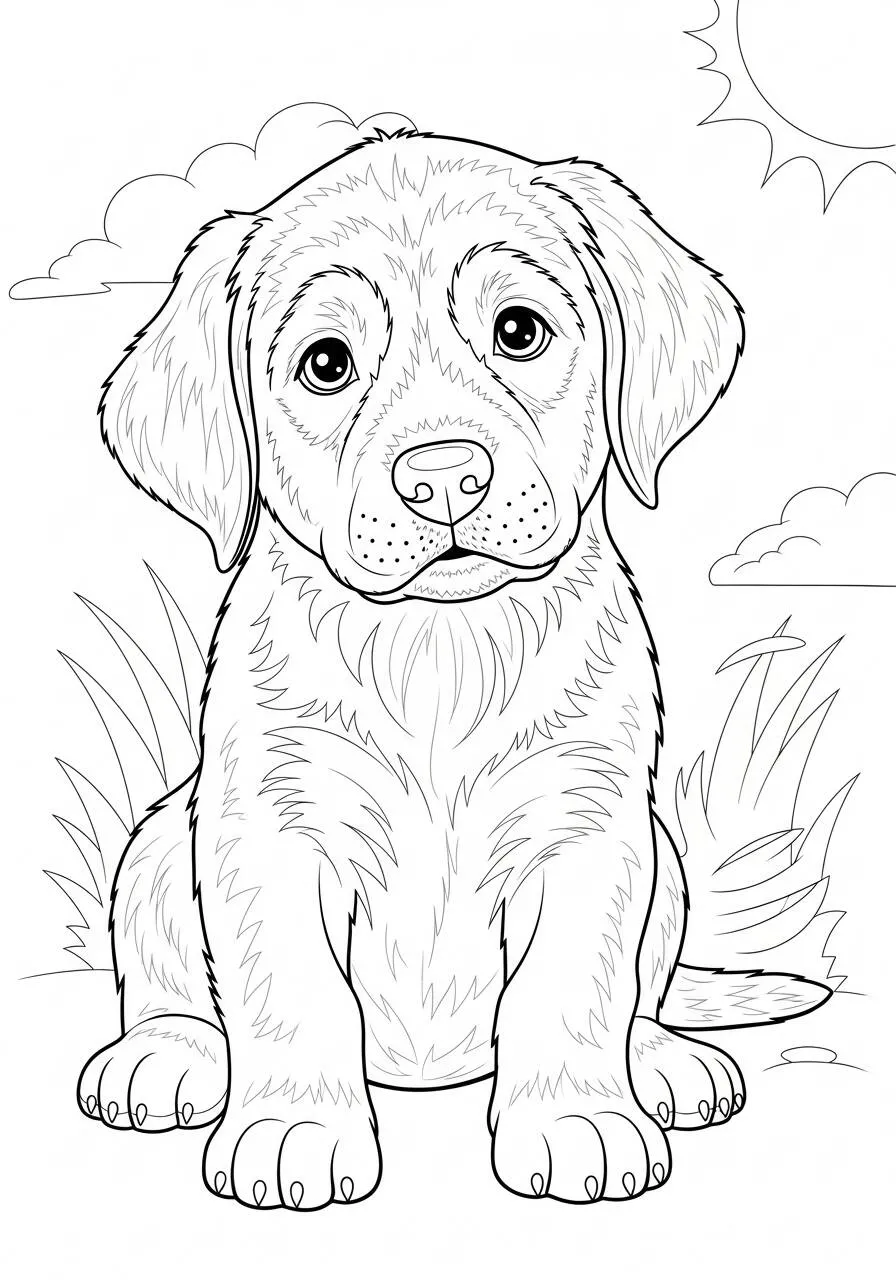 Cute Labrador Retriever Coloring Page