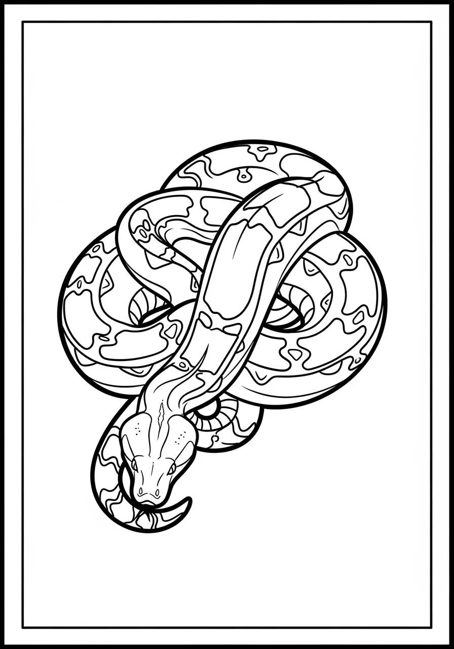 Dibujo para colorear De Serpiente Enrollada